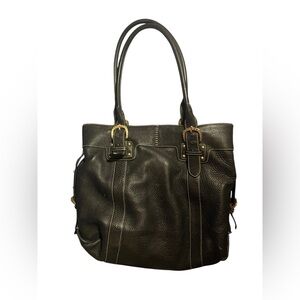 Dooney & Bourke Black Pebble Grain Leather Buckle Tote